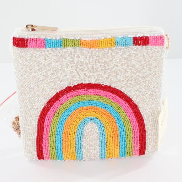 KayLee Beautiful Colorful Rainbow Beaded Rainbow Crossbody Bag NWT Made ❤️ India - Picture 1 of 3
